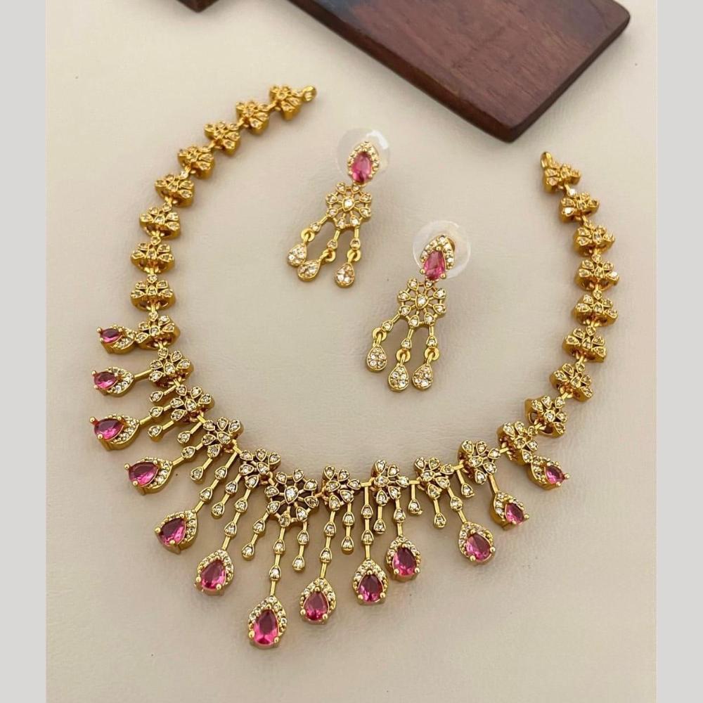 Sona Covering Classic American Diamond Designer Jewellery Necklace Set