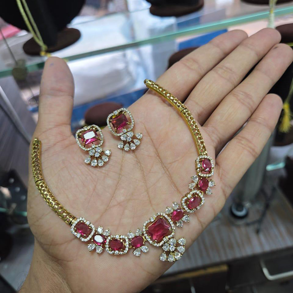 Sona Covering Classic American Diamond Designer Jewellery Necklace Set