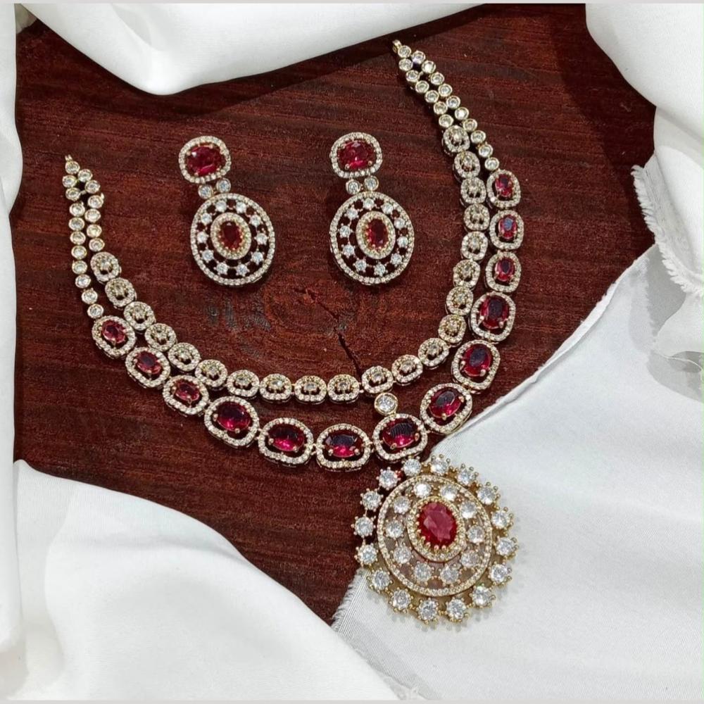 Sona Covering Classic American Diamond Designer Jewellery Necklace Set