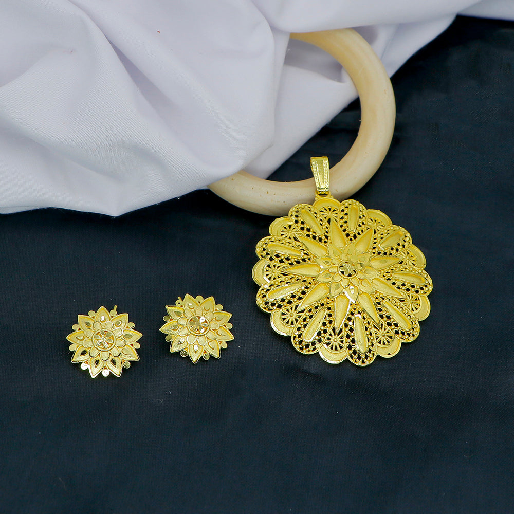 Mahavir Gold Plated Pendant Set