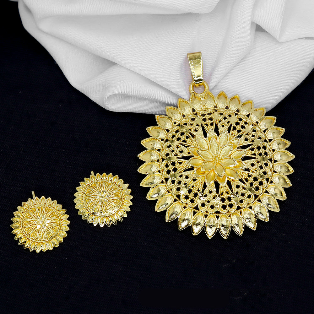 Mahavir Gold Plated Pendant Set