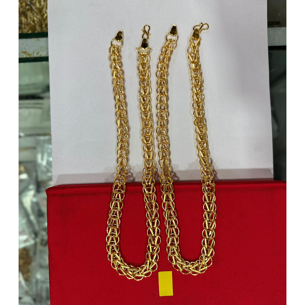 Pooja Sales Elegant Gold Plated Men's Chain (Pack of 25)