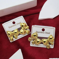 Klitz Gold Plated Stunning Fashion Bow Stud Earring