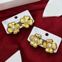 Klitz Gold Plated Stunning Fashion Floral Shape Stud Earring