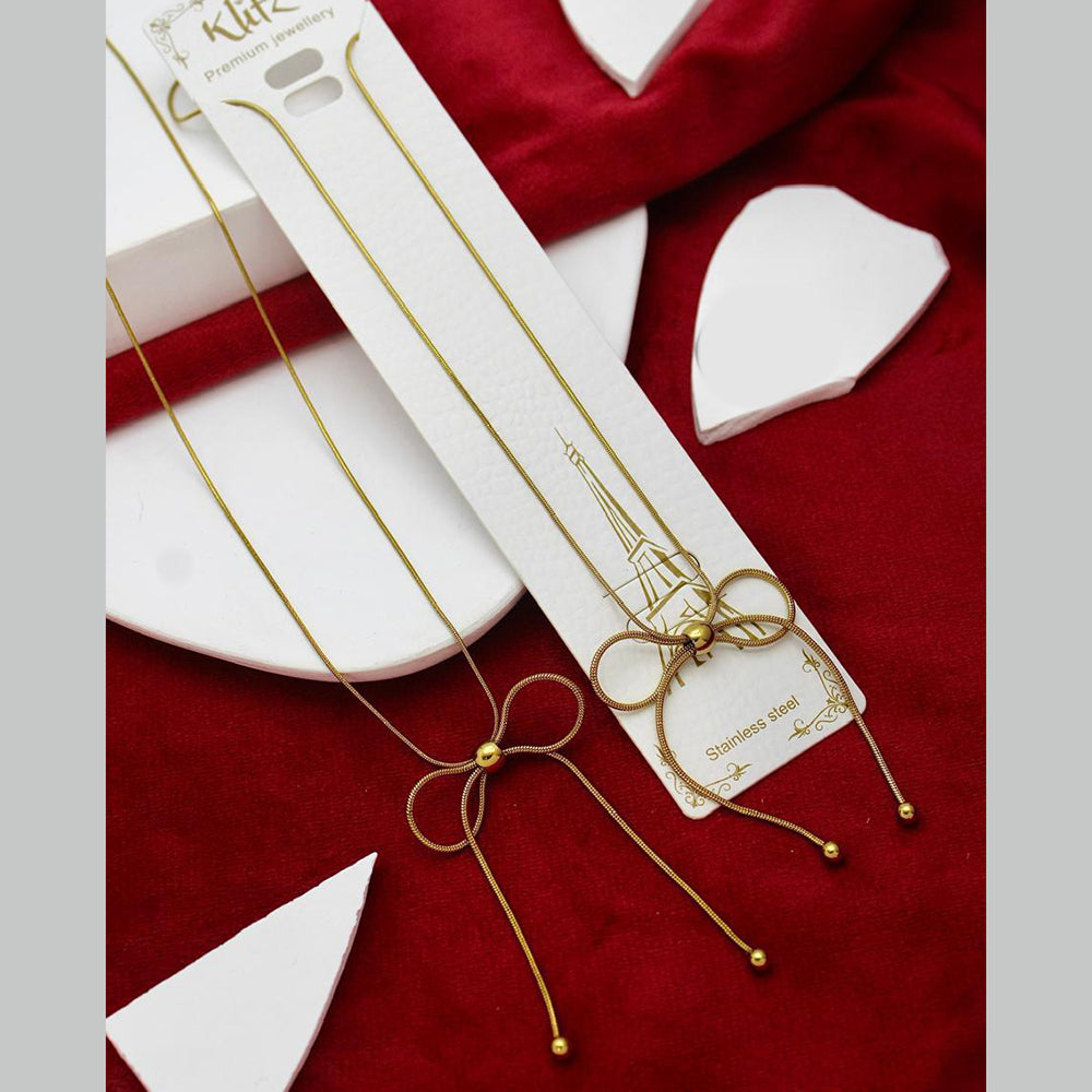 Klitz Stunning Gold Plated Bow Chain Pendant