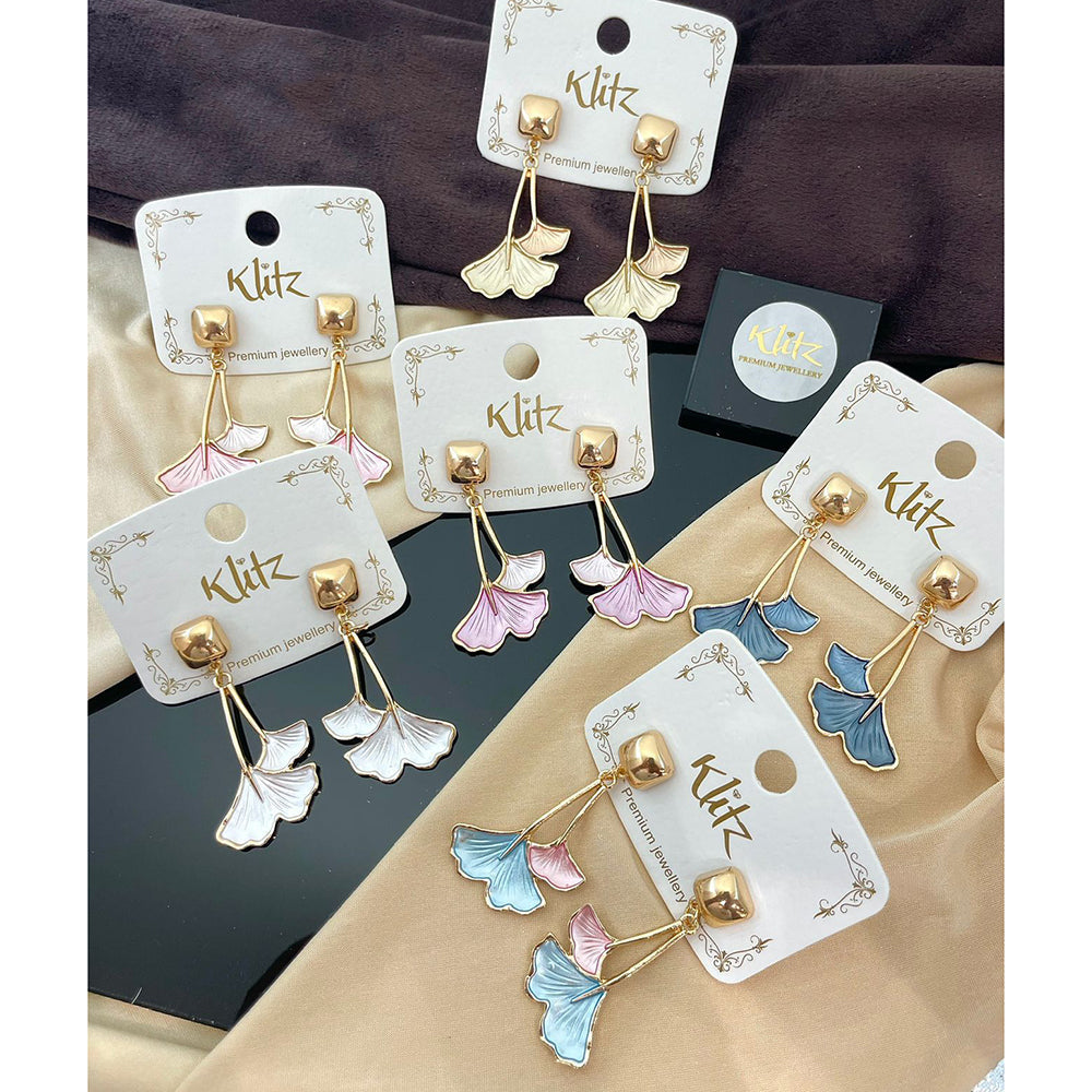 Klitz Designer Enamel Floral Dangler Earrings (Assorted Color)