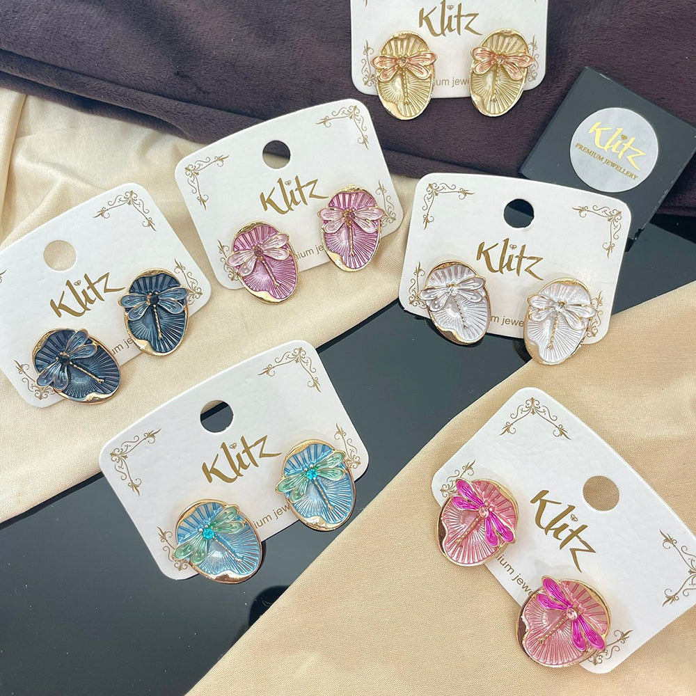 Klitz Cute Butterfly Blossom Studs Earrings (Assorted Color)