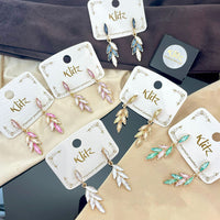 Klitz Sparkling Leaf Enamel Dangler Earrings (Assorted Color)