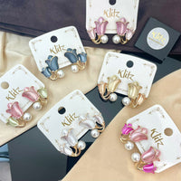 Klitz Cute Flower Blossom Studs Earrings (Assorted Color)