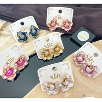 Klitz Cute Flower Blossom Studs Earrings (Assorted Color)