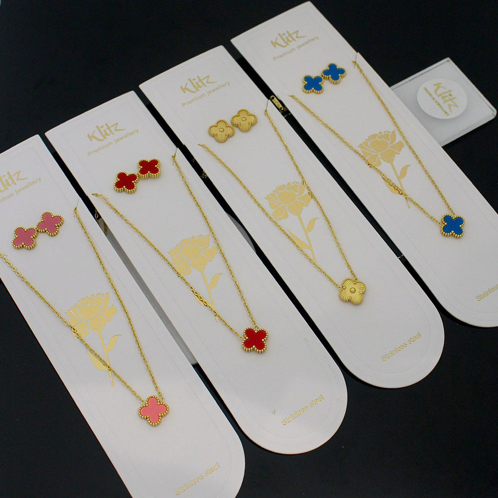 Klitz Trendy Four-Leaf Clover Necklace Set