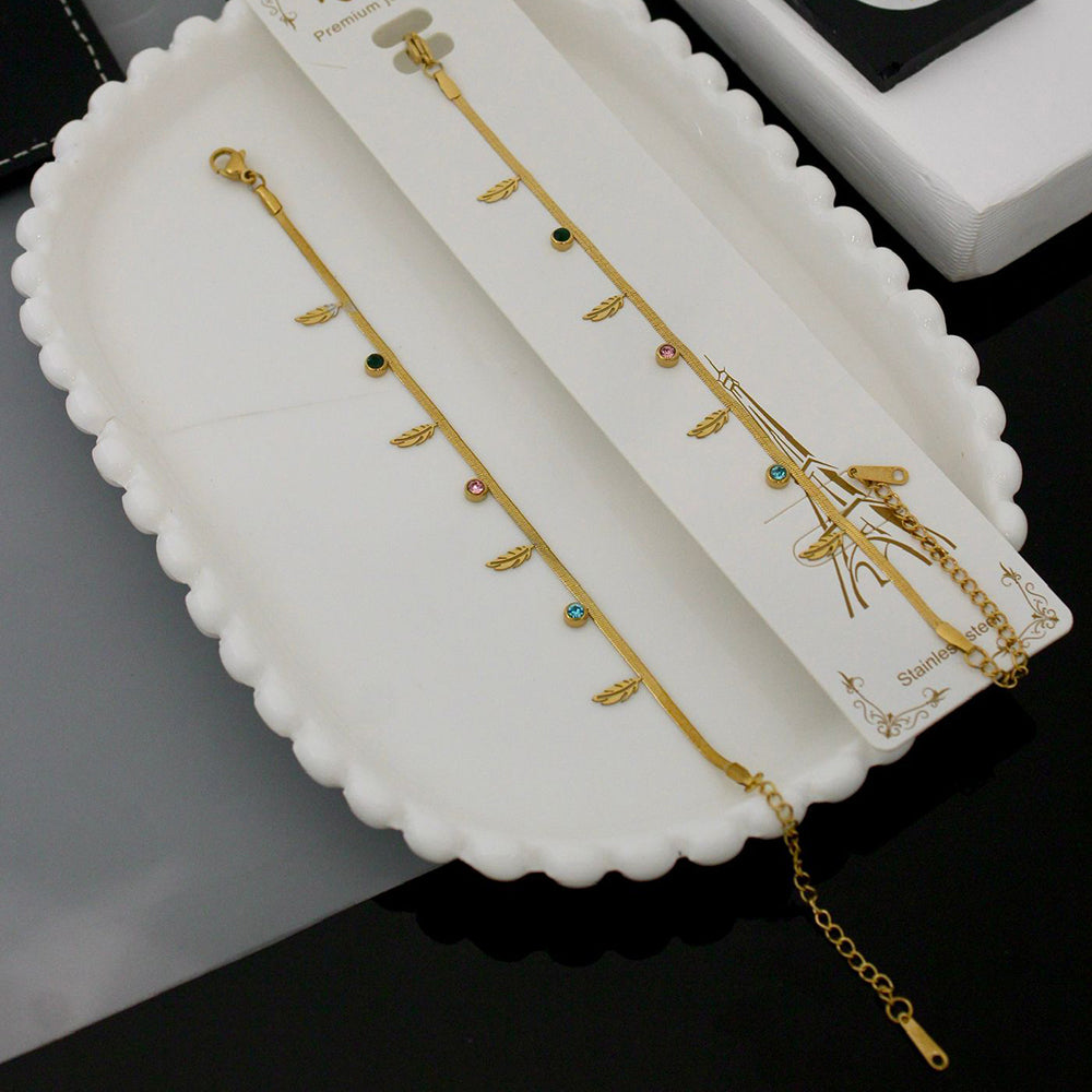 Klitz Premium Leaf Sparkle Design Austrian Stone Bracelet (1 Piece Only) (Assorted Desing)