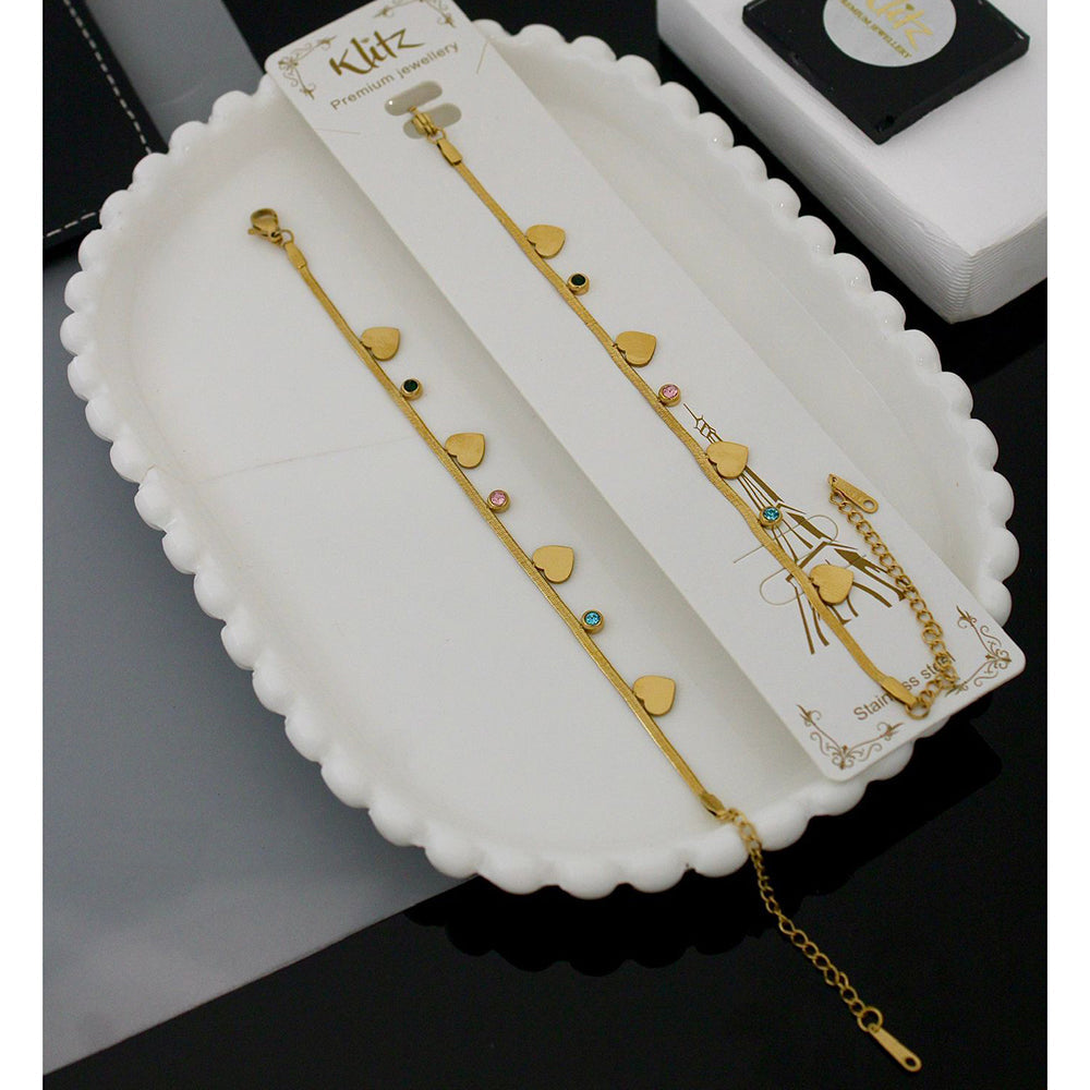 Klitz Premium Heart Shape Sparkle Design Austrian Stone Bracelet (1 Piece Only) (Assorted Desing)