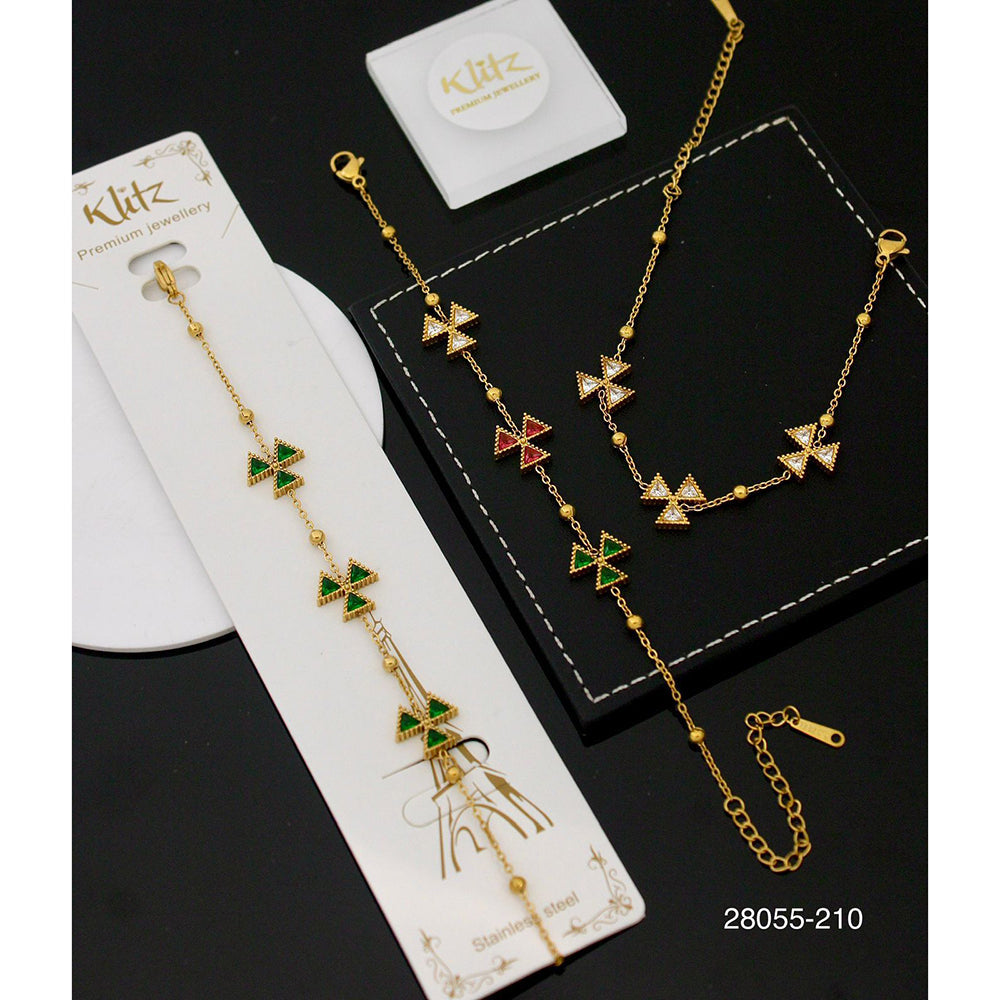 Klitz Premium Quality Shimmer Crystal Adjustable Chain Bracelet (1 Piece Only) (Assorted Desing)