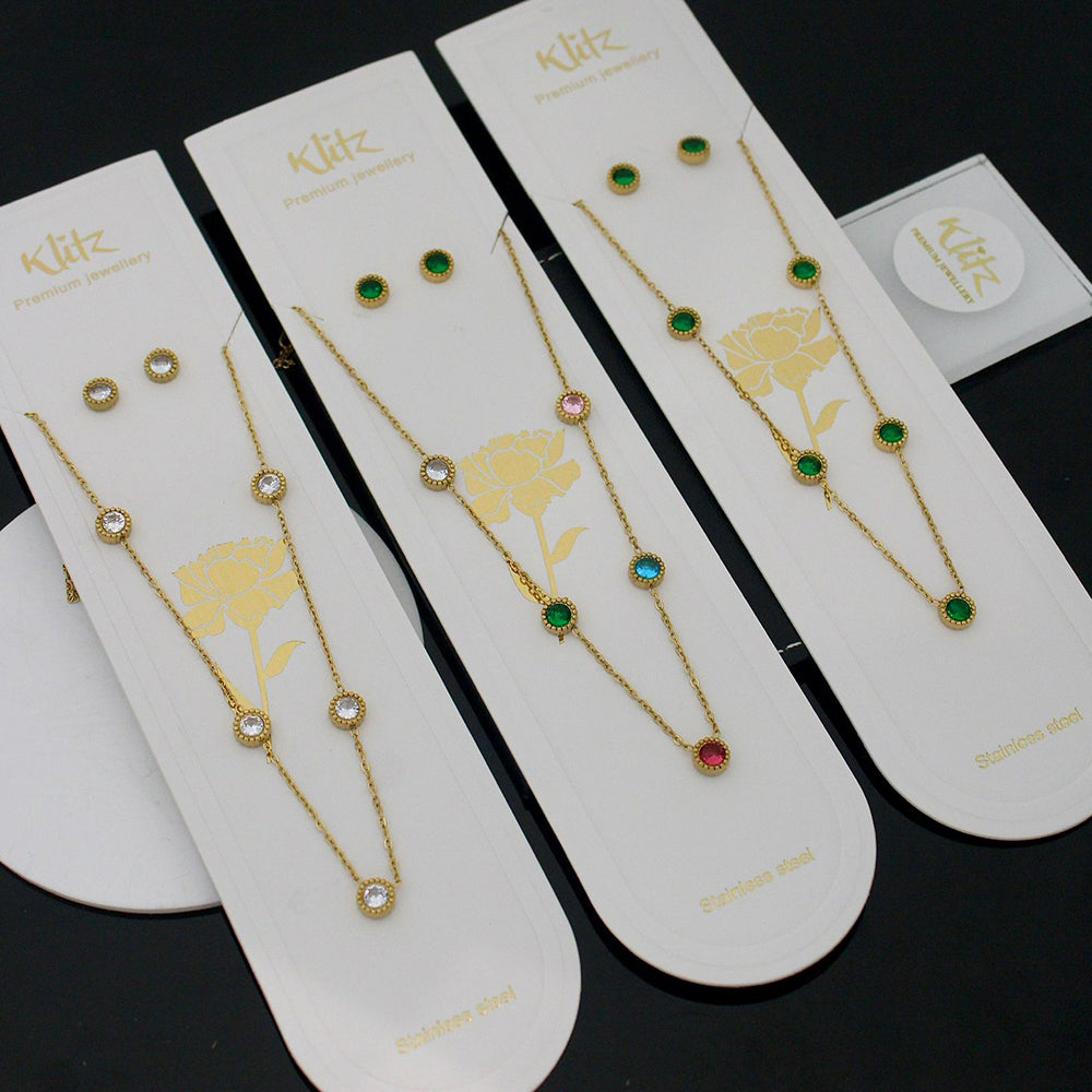 Klitz Trendy  Crystal Stone Necklace Set ( 1Piece Only)