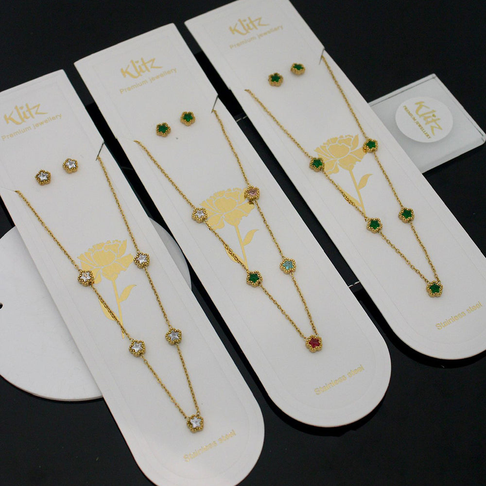 Klitz Trendy  Crystal Stone Necklace Set ( 1Piece Only)