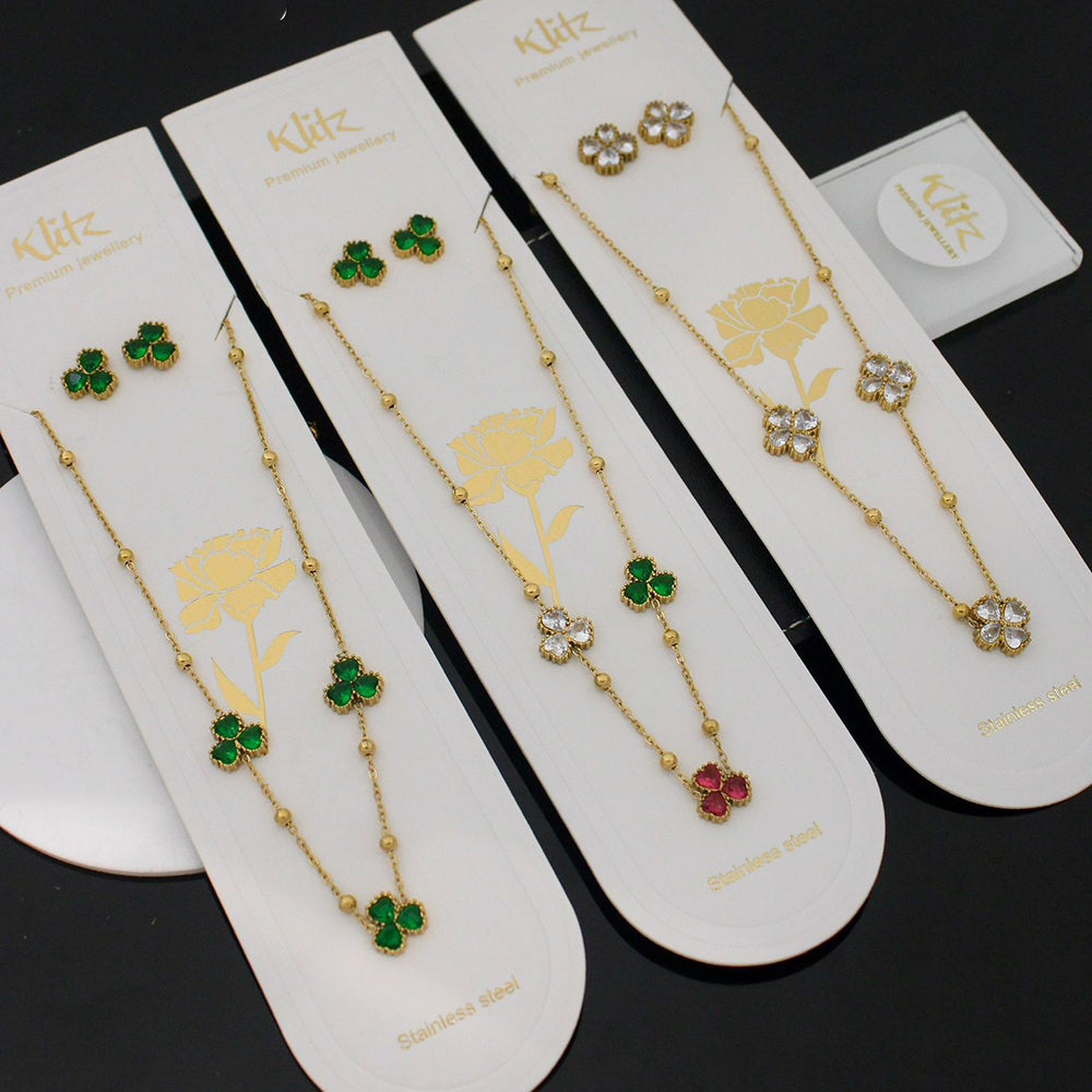 Klitz Trendy  Crystal Stone Necklace Set ( 1Piece Only)