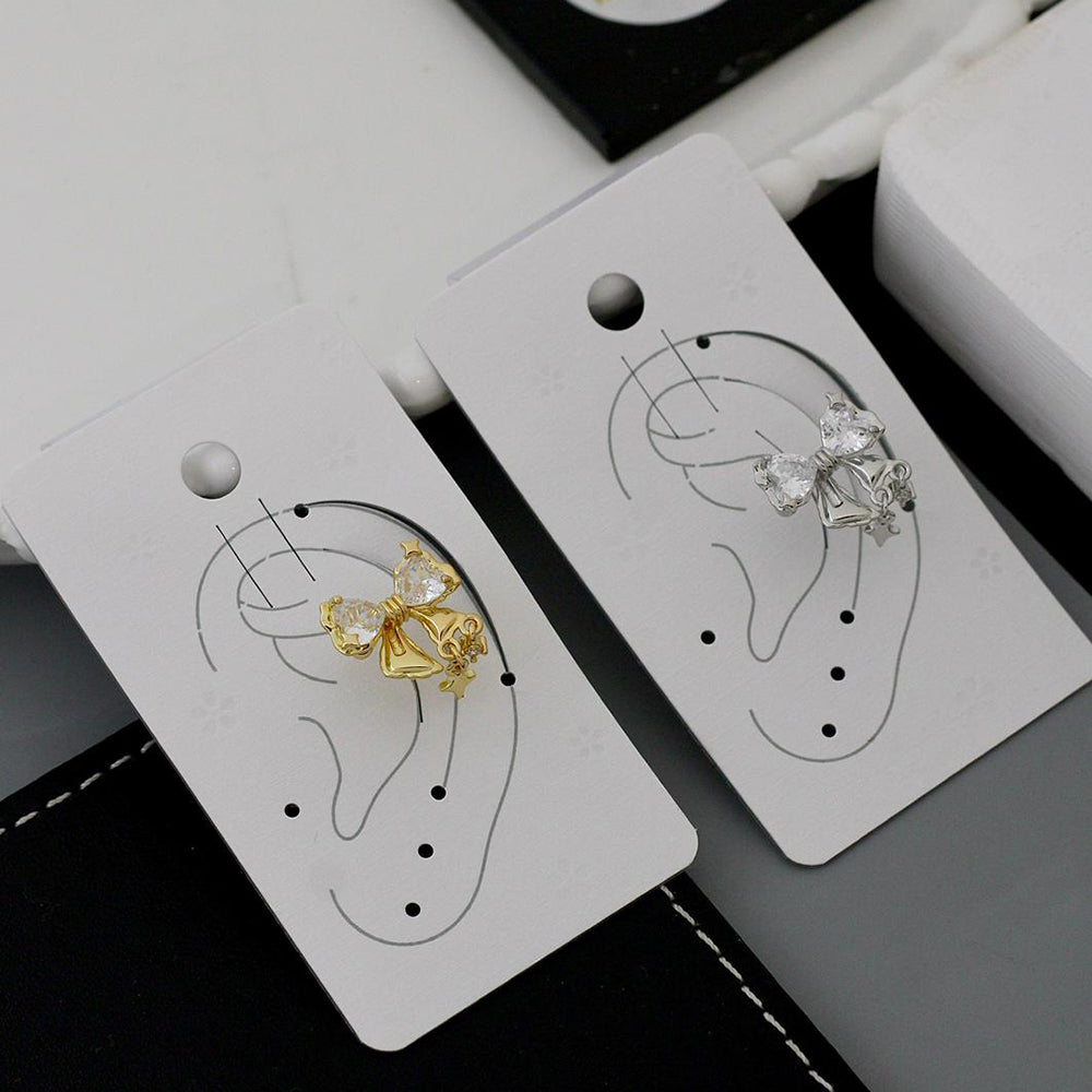 Klitz Sparkling Crystal Stone Bow Shape Earcuff Earrings