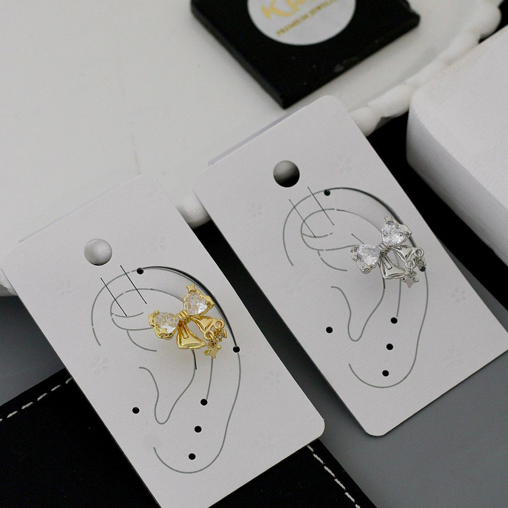 Klitz Sparkling Crystal Stone Bow Shape Earcuff Earrings