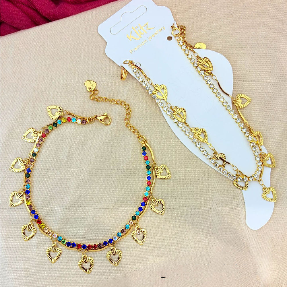 Klitz Premium Quality Shimmer Austrian Adjustable Chain Bracelet  ( 1 Piece Only) (Assorted Desing)