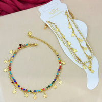 Klitz Adjustable Star Charm And Austrian Stone Chain Bracelet