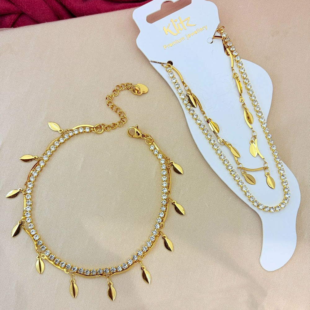 Klitz  Austrain Stone Leaf Charm Adjustable Chain Bracelet  ( 1 Piece Only) (Assorted Desing)