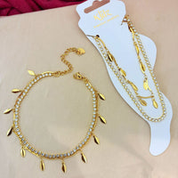 Klitz  Austrain Stone Leaf Charm Adjustable Chain Bracelet