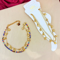 Klitz Adjustable Heart Charm And Austrian Stone Chain Bracelet