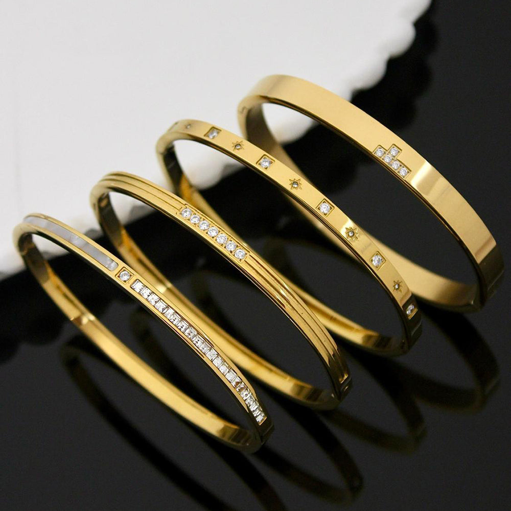 Klitz Classic Austrian Stone Openable Bracelet for Daily Wear  ( 1 Piece Only) (Assorted Desing)