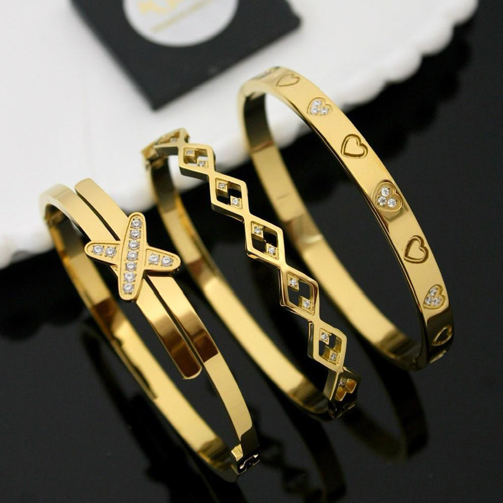 Klitz Classic Austrian Stone Openable Bracelet for Daily Wear  ( 1 Piece Only) (Assorted Desing)