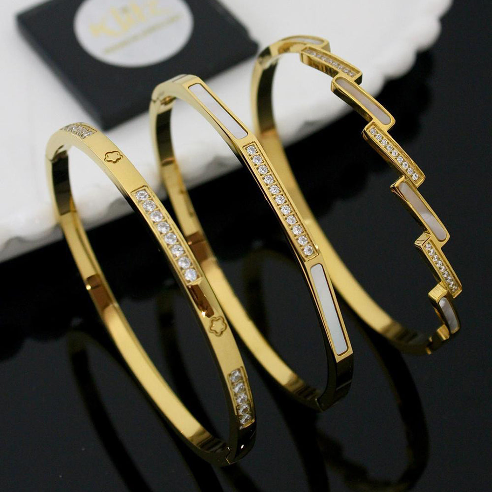 Klitz Classic Austrian Stone Openable Bracelet for Daily Wear  ( 1 Piece Only) (Assorted Desing)