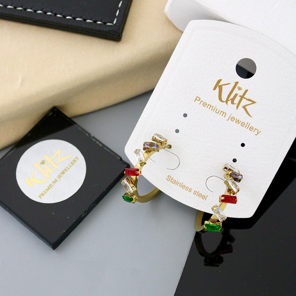 Klitz Fashion Crystal Stone Sparkling Bali Earrings