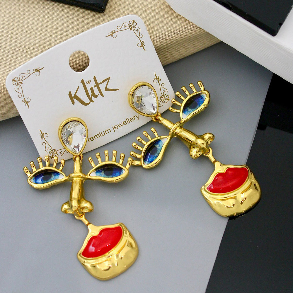 Klitz Trendy Artistic Eye Design Dangler Earrings