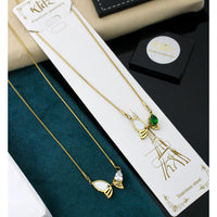 Klitz Crystal Minimal Butterfly Charm Snake Chain Necklace ( 1 Piece Only)