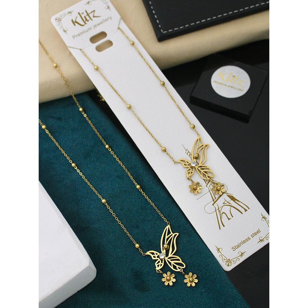Klitz Minimal Butterfly Charm Snake Chain Necklace ( 1 Piece Only)
