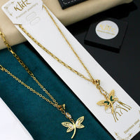 Klitz Crystal Minimal Butterfly Charm Snake Chain Necklace ( 1 Piece Only)