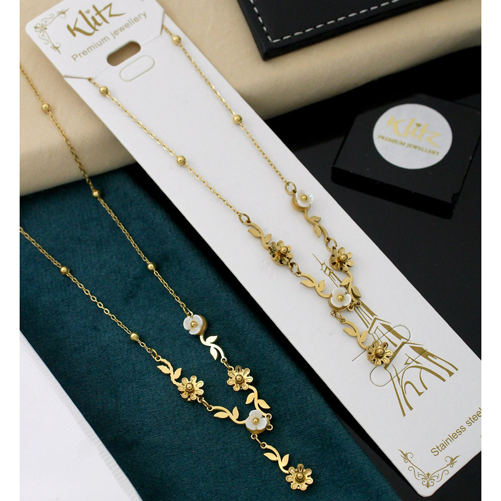 Klitz Floral  Charm Snake Chain Necklace  ( 1 Piece Only)