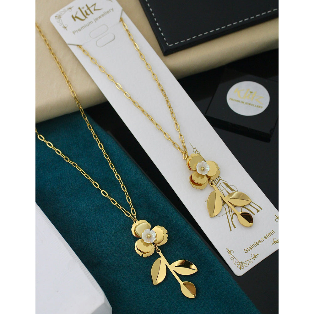Klitz Floral  Charm Snake Chain Necklace ( 1 Piece Only)