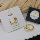 Klitz Minimalist Glossy Gold Heart Shape Statement Ring