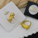 Klitz Minimalist Glossy Gold Austrian Stone Finger Ring