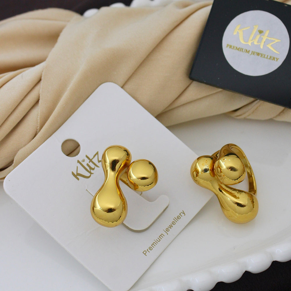 Klitz Minimalist Glossy Gold Statement Ring