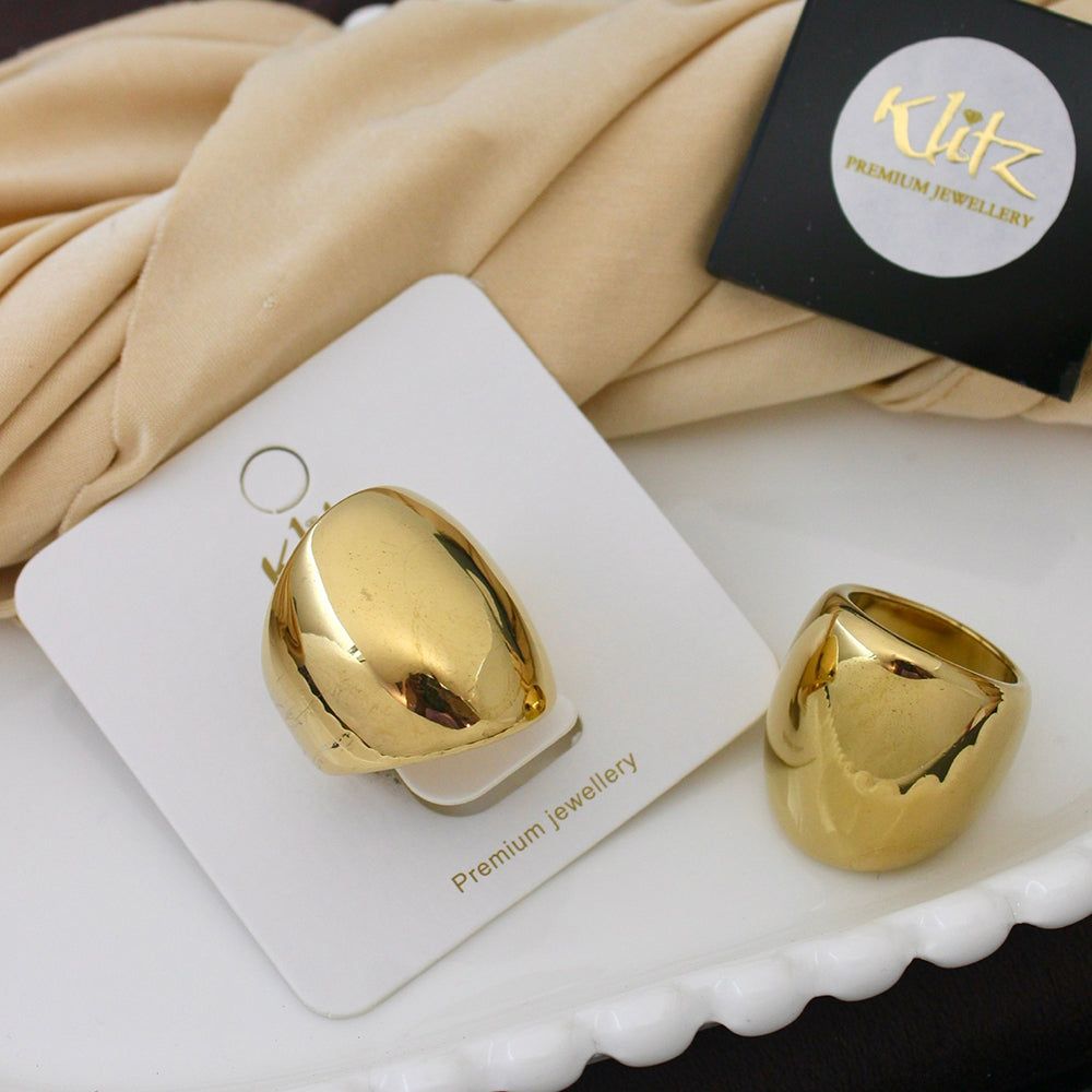 Klitz Minimalist Glossy Gold Statement Ring