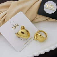 Klitz Minimalist Glossy Gold Statement Ring