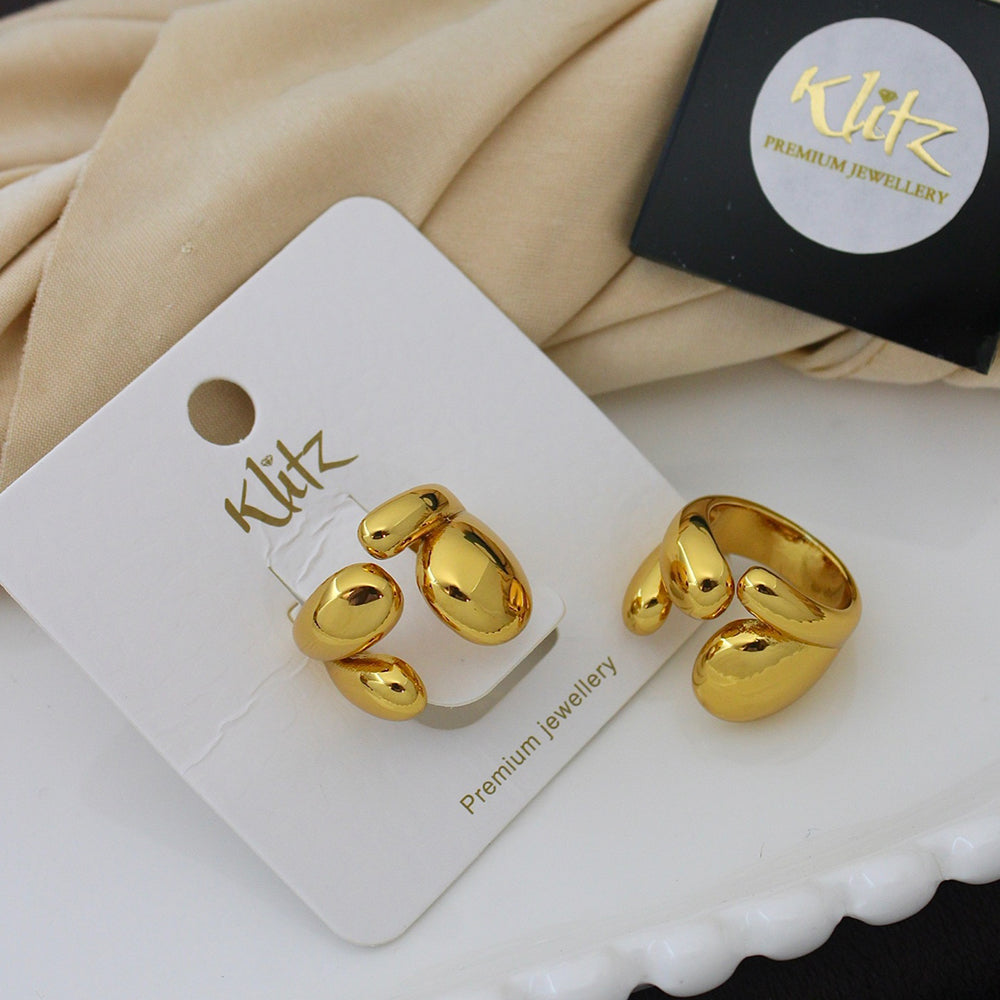 Klitz Minimalist Glossy Gold Statement Ring