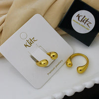 Klitz Minimalist Glossy Gold Statement Ring