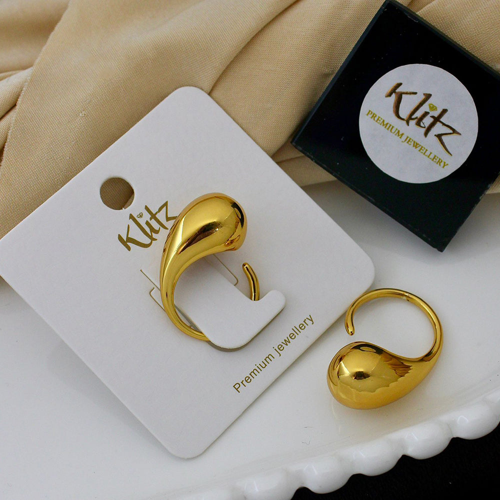 Klitz Minimalist Glossy Gold Statement Ring