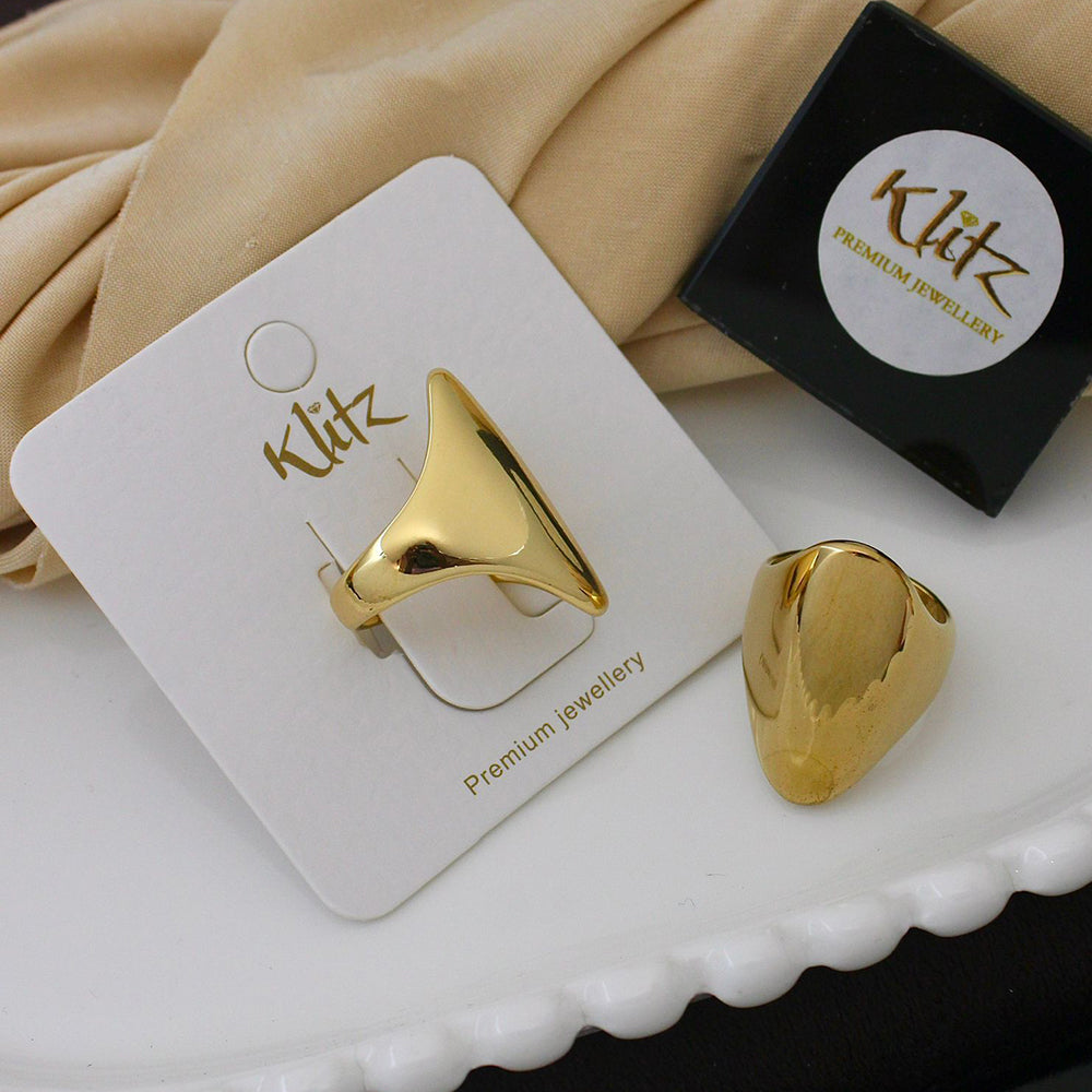 Klitz Minimalist Glossy Gold Statement Ring
