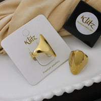 Klitz Minimalist Glossy Gold Statement Ring