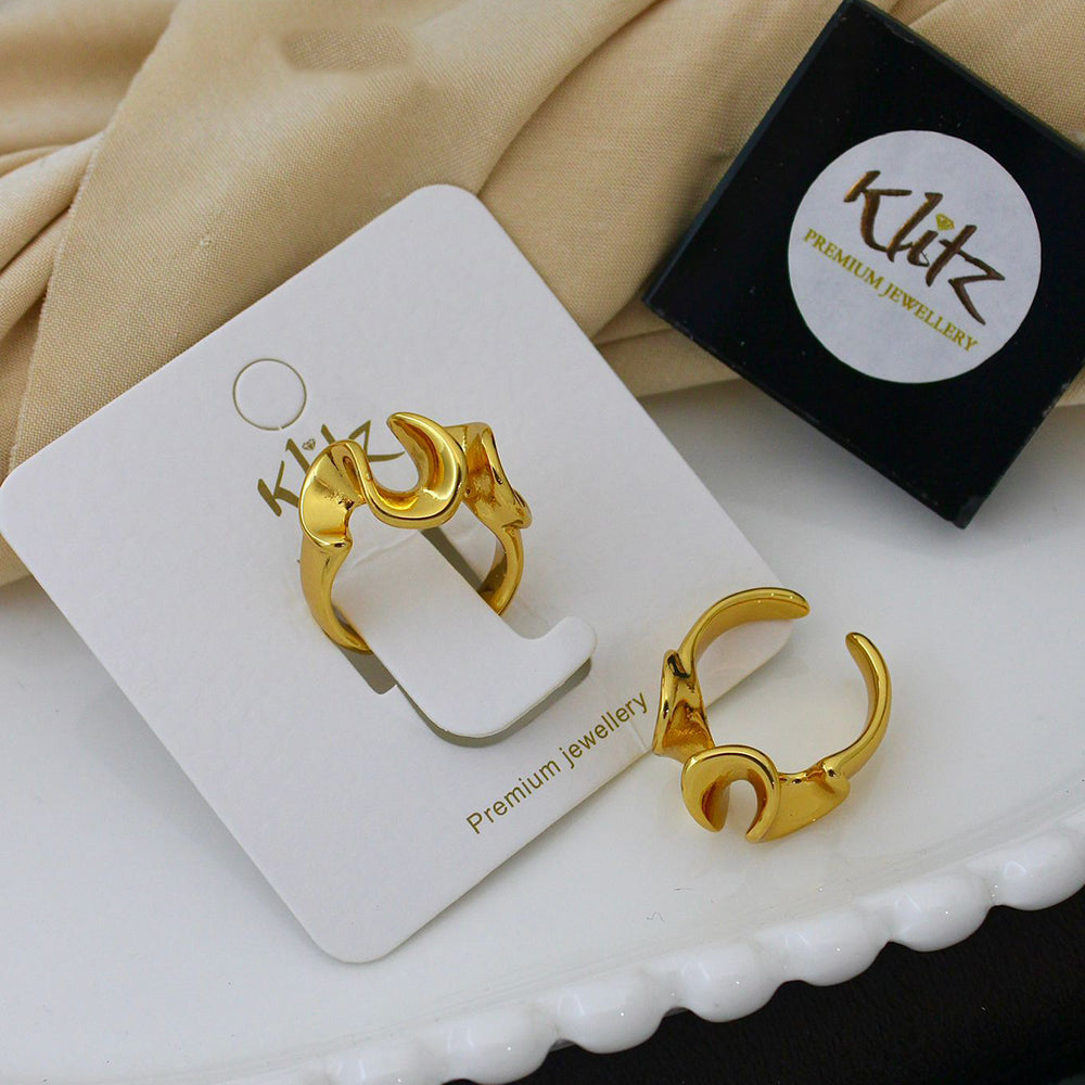 Klitz Minimalist Glossy Gold Statement Ring