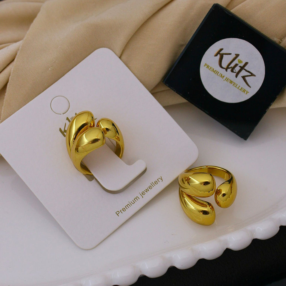 Klitz Minimalist Glossy Gold Statement Ring